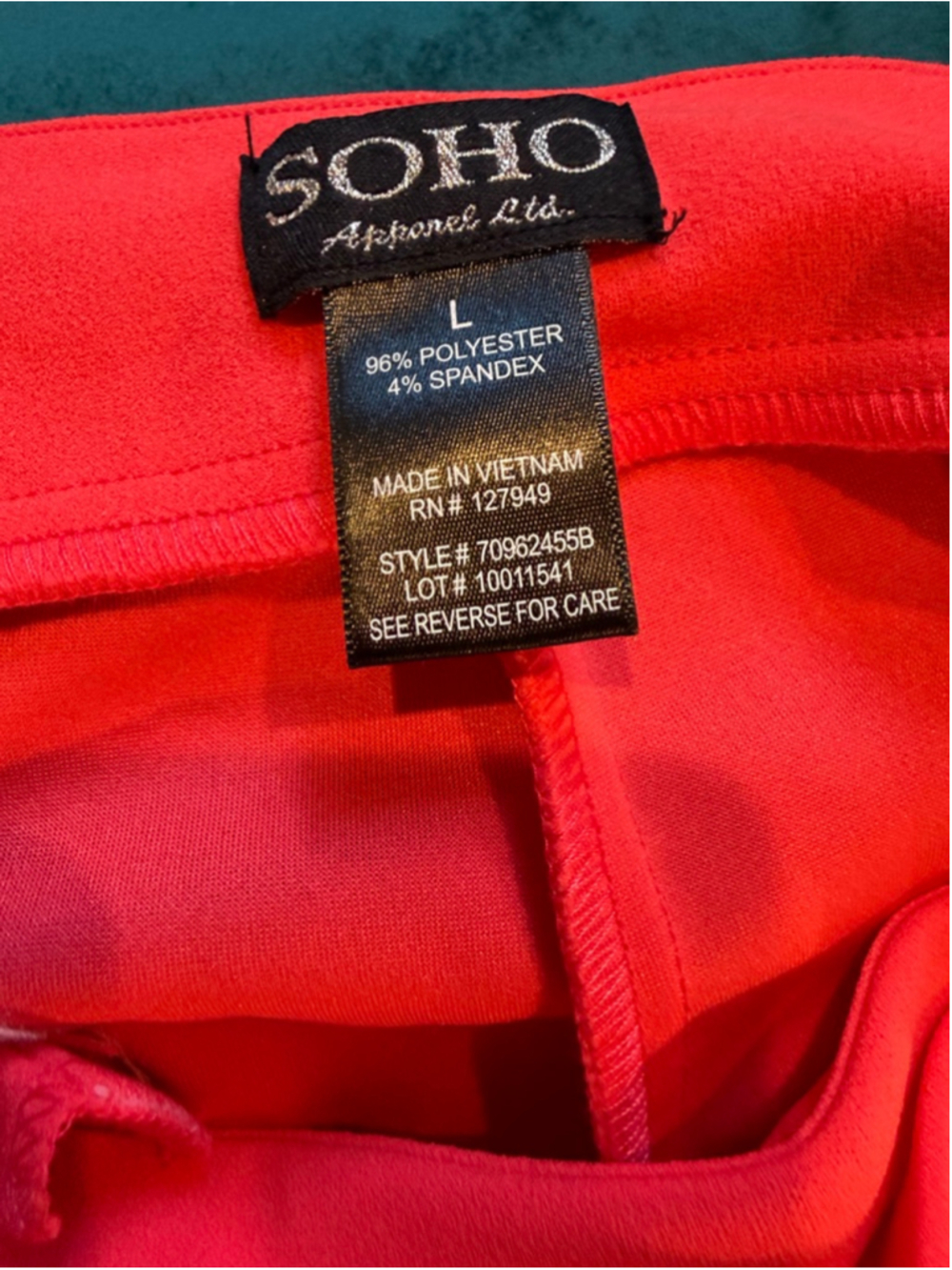 SOHO Apparel Ltd Wide Leg Sailor Pants Coral Red High Rise Size Large NWT - Picture 8 of 9